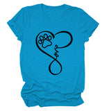 T-Shirt à manches courtes et col rond pour femme, imprimé Love Dog, à la mode