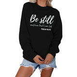 Be Still and Know – pull à manches longues et col rond pour fille, ample, avec lettres imprimées, grande taille, à la mode