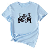 Football Mom Rundhals Damen T-Shirt Lockerer Buchstabe Kurzarm