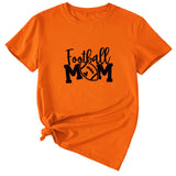 Football Mom Rundhals Damen T-Shirt Lockerer Buchstabe Kurzarm