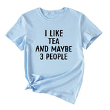 Lettre J'aime le thé Peut-être 3 personnes T-shirt à manches courtes et col rond