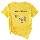T-shirt manches courtes col rond femme, décontracté, imprimé graphique ludique, I Don't Give A
