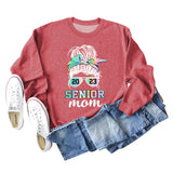 2023 SENIOR MOM Bowknot Letter Loose bottomed Long Sleeve Oversize Sweater