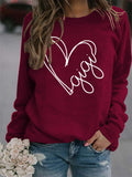 Herbst und Winter Damen Top Buchstabe Gigi Herz Print Langarm Sweatshirt