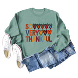 SO VERY THANKFUL Pullover mit Herz-Buchstaben, Rundhalsausschnitt, langen Ärmeln, große Größe