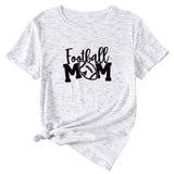 Football Mom Rundhals Damen T-Shirt Lockerer Buchstabe Kurzarm