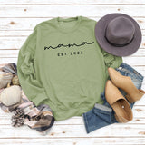 Mama EST 2022 Letter Casual Round Neck Simple Bottomed Sweater Loose with Fashionable Women's Top
