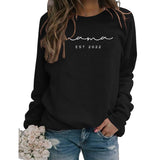 Mama EST 2022 Letter Casual Round Neck Simple Bottomed Sweater Loose with Fashionable Women's Top