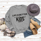 Life Is Better with Crewneck Loose Bottomed Long-sleeved Sweatshirt Woman