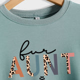 Spot For Aunt Dog Print Letter Leopard Damen Langarm Loose Bodysuit Damen