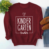 Rundhals-Oberteil, langärmelig, lockeres Sweatshirt mit KINDER GARTEN-Print