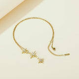 Nehzus JewelryTemperament Versatile Octagonal Star Tassel Inlaid Zircon Copper Clavicle Chain Tide