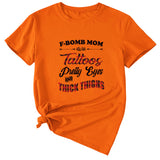 Großes Damen-T-Shirt mit F-Bomb-Mom-Motiv und Tattos
