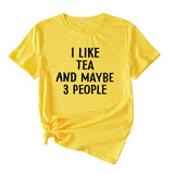 Lettre J'aime le thé Peut-être 3 personnes T-shirt à manches courtes et col rond