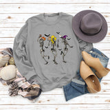 Langärmliger Pullover mit Rundhalsausschnitt und Totenkopf-Print für Damen