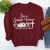 Round Neck Tops Long Sleeve Im A Simple Print Loose Sweatshirt