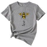 Mode Damenbekleidung Let It Bee Muster Sommer Rundhals Kurzarm Damen