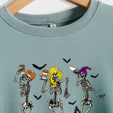 Langärmliger Pullover mit Rundhalsausschnitt und Totenkopf-Print für Damen