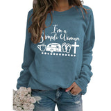 Round Neck Tops Long Sleeve Im A Simple Print Loose Sweatshirt