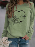 Herbst und Winter Damen Top Love Printing Lässiger Langarmpullover