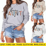 Spot For Aunt Dog Print Letter Leopard Damen Langarm Loose Bodysuit Damen