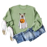 Pull à manches longues et col rond pour fille, motif fantôme, chien, citrouille, Halloween