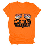 TALK TO ME GOOSE T-shirt imprimé lettre d'été avec col rond et manches courtes
