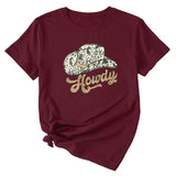 T-shirt à manches courtes et col rond Howdy Funny Graphic