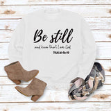 Be Still and Know – pull à manches longues et col rond pour fille, ample, avec lettres imprimées, grande taille, à la mode