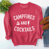 Herbst und Winter neuer Pullover für Damen mit Buchstaben-Print für Lagerfeuer und Cocktails
