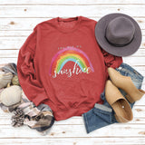 You Are My Sunshine Rainbow Letter Print Sweater for Women