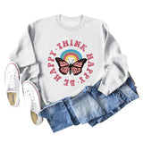 THINK HAPPY BE HAPPY LANGÄRMELIGES SWEATSHIRT MIT SCHMETTERLINGS-MONOGRAMM-PRINT