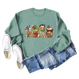 Lapin citrouille Halloween col rond manches longues grande taille pull femme