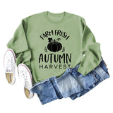 Pumpkin Letter Halloween Crewneck Long Sleeved Sweatshirt Woman