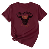 Not My Rodeo Vintage Fun Pattern Women's Short Sleeve Crewneck Top T-Shirt