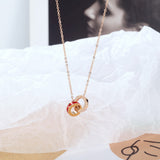 Schlüsselbeinkette im Sweetheart-Stil für Damen, modisch mit Zirkonia, römischen Ziffern, Doppelring