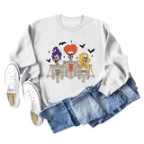 Skull Bat Print Loose Crewneck Long Sleeves Plus-size Sweatshirt Woman