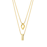 NEHZUS JewelrySimple Small Multitude of Stacking Titanium Steel Necklace Square Long Double Layer Autumn and Winter Jumper Chain