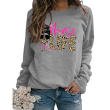 Nunse LIFE Letters Loose Leopard Print Long Sleeve