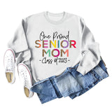 One Proud Senior Mom Leopardenmuster Buchstaben Rundhals Weit Langarm Große Größe Pullover Damen