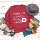 PUMPKIN SPICE IS MY LETTER LOVE PUMPKIN Rundhalsausschnitt Langarm-Sweatshirt für Damen in Übergröße
