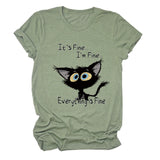 It's Fine I'm Fine T-shirt à manches courtes et col rond avec grandes lettres imprimées