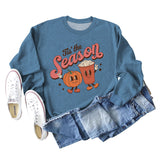 Tis The Reason Letter Rundhals-Pullover für Damen, lockerer, langärmeliger Übergröße