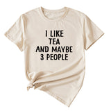 Lettre J'aime le thé Peut-être 3 personnes T-shirt à manches courtes et col rond