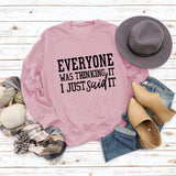 EVERYONE Was Thinkingwish Herbst und Winter Casual Tops Große Größe Langarm Pullover