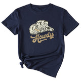 T-shirt à manches courtes et col rond Howdy Funny Graphic