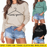 Plus jamais cintre lettre impression mode ample à manches longues grande taille pull pour les femmes