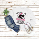 Rundhals-Oberteil, langärmliges, lockeres Sweatshirt mit DON'T MESS-Aufdruck