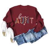 Spot For Aunt Dog Print Letter Leopard Damen Langarm Loose Bodysuit Damen