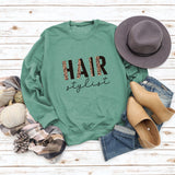HAIR Stylist Letter Print Langarm Herbst und Winter Bottoming T-Shirt Rundhals Pullover Shirt